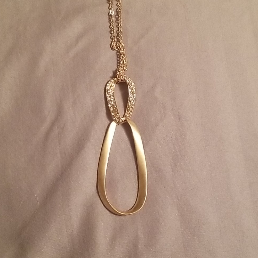 Figure 8 Long Gold Drop Necklace & Earring set